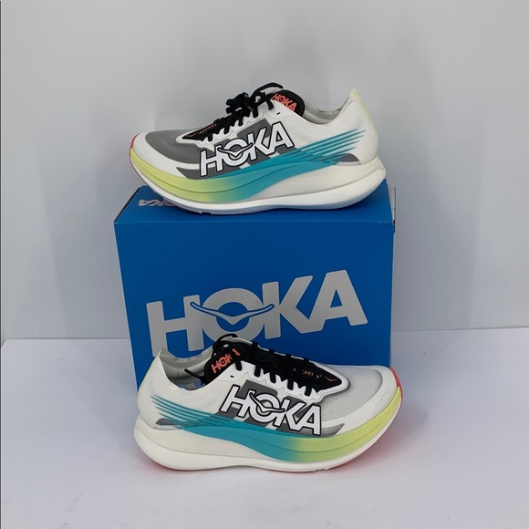 Hoka Shoes - Hoka Rocket X 2 running sneakers shoe white blue yellow women new 11
